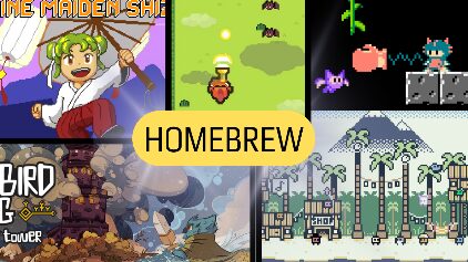 Beberapa game homebrew gratis itch.io: shrine maiden shizuka, super bat puncher, Swordbird Song, Butano Fighter, My Friendly Little Island